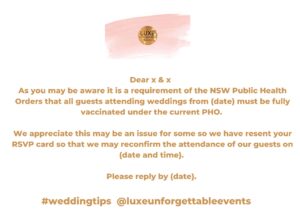 Micro Weddings Permitted in NSW from 12.01 am on Friday September 3, 2021 - Further “Freedoms” TBA