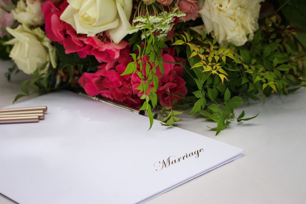 Wedding booklet with flowers
